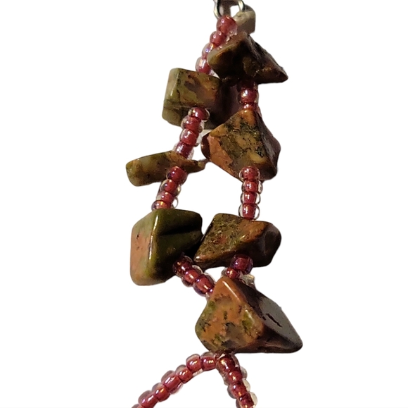 Hand Crafted Fish Hook Wire Pierced Dangle Beaded Gemstone Earrings - Picture 2 of 2